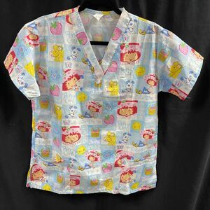 Strawberry Shortcake Berry Cool Scrub Top XS Nurse Hospital